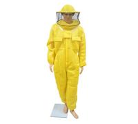 Tute protettive for apicoltura in tessuto di cotone 3D Air for tutto il corpo, attrezzatura for apicoltori(Round Hat Yellow,3XL)