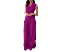 Tute senza maniche per le donne girocollo collo alto lavoro elegante tute plissettate blazer vestito un pezzo da donna 2025, Q-881 Viola, S
