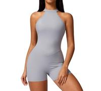 Tute Sexy Senza Schienale Set da Yoga da Donna Pagliaccetti da Fitness Reggiseno con Cinturino in Un Pezzo Tuta da Allenamento Abbigliamento Sportivo Top da Fitness(Gray,M)