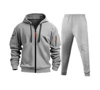 Tute sportive autunnali da uomo Tute leggere da uomo invernali imbottite multi tasca con cerniera maglione tuta personalità per il tempo libero per abbigliamento sportivo all'aperto, Cenere Chiaro, S