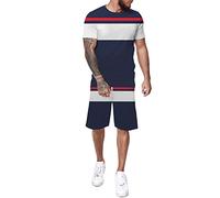 Tute sportive da uomo 2 pezzi tute da uomo 2 set sportivi atletici set maglietta e pantaloncini in rete abiti da spiaggia abbigliamento all'aperto, Marina Militare, 3XL