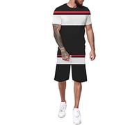 Tute sportive da uomo 2 pezzi tute da uomo 2 set sportivi atletici set maglietta e pantaloncini in rete abiti da spiaggia abbigliamento all'aperto, Nero , L