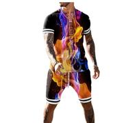 Tute Sportive da Uomo Streetwear Casual Manica Corta T-Shirt Set Uomo Classica Moda Funzionale T-Shirt Uomo Sportiva Tuta Uomo Fitness Pantaloni Sportivi Uomo A-38 XXL