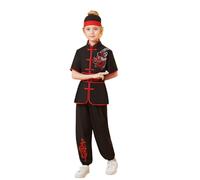 Tute Sportive per Bambini, Unisex, con Camicia a Maniche Corte e Pantaloni Wushu, Completo in Raso, Abbigliamento Artistico H
