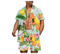 Tute Uomo - Island: Completo di Camicia e Pantaloncini con Stampa Tropicale da Uomo Rilassati con Stile Ideale per catturare Lo Stile di Vita dell' (M)