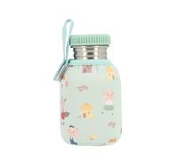 Tutete Bottiglia in acciaio inox da 350 ml con custodia in neoprene isolata, riutilizzabile, riciclabile e senza BPA, chiusura ermetica a vite, per bambini dai 6 anni, Three Little Pigs