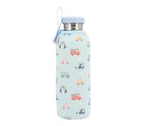 Tutete Bottiglia in acciaio inox da 750 ml con custodia in neoprene isolata, riutilizzabile, riciclabile e senza BPA, chiusura ermetica a vite, per bambini dai 6 anni, City Cars