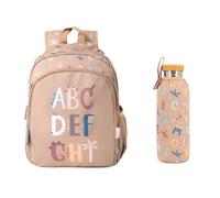 Tutete Pack Zaino scuola con bottiglia isotermica 750 ml | Borsa resistente e bottiglia in acciaio con custodia | ideale primaria e tempo libero | Letters divertenti