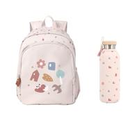 Tutete Pack Zaino scuola con bottiglia isotermica 750 ml | Borsa resistente e bottiglia in acciaio con custodia | ideale primaria e tempo libero | Geometric Nature