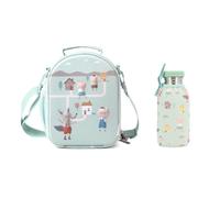 Tutete Set di pranzo avventura per bambini, confezione termica 3D con bottiglia in acciaio da 500 ml + custodia termica, ideale per pasti per bambini, asilo, scuola e uscite | The Three Little Pigs