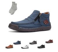 Tuthrav Leather Shoes, The First Young Shoes Men,Tuthrav Leather Slip Driving Shoe,Arch Support,Retro Casual Shoe (Blue,EU 48)