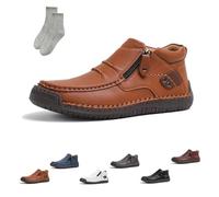Tuthrav Leather Shoes, The First Young Shoes Men,Tuthrav Leather Slip Driving Shoe,Arch Support,Retro Casual Shoe (Light Brown,EU 38)