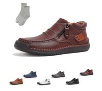 Tuthrav Leather Shoes, The First Young Shoes Men,Tuthrav Leather Slip Driving Shoe,Arch Support,Retro Casual Shoe (Dark Brown,EU 47)
