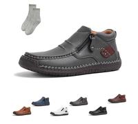 Tuthrav Leather Shoes, The First Young Shoes Men,Tuthrav Leather Slip Driving Shoe,Arch Support,Retro Casual Shoe (Gray,EU 39)