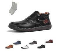 Tuthrav Leather Shoes, The First Young Shoes Men,Tuthrav Leather Slip Driving Shoe,Arch Support,Retro Casual Shoe (Black,EU 46)