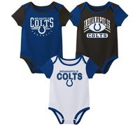 Tutina a maniche corte Outerstuff NFL per neonati e bambini, confezione da 3 - Indianapolis Colts 3-6 mesi