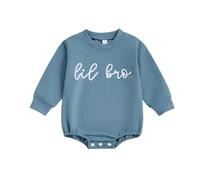 Tutina Bebe Boy Manica Lunga Snap Chiusura Ricamo Elegante Lil Bro Big Bio Tuta Body Pigiama Abbigliamento Neonato Morbido Confortevole Caldo Vestito Regalo