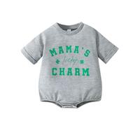 Tutina Bebe Primavera Manica Corta Pullover San Patrizio Irlanda Lettere Stampato Tuta Body Felpa Pigiama Abbigliamento Neonato Caldo Vestito Regalo