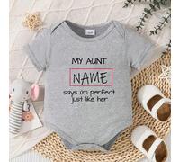 Tutina casual con grafica personalizzata con nome, scollo a giro, maniche corte, adatta per bambini e bambine, ideale per l'uso esterno durante l'estate 6-9M,9-12M,12-18M,1-3M,3-6MAnimalePoliestere