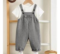 Tutina casual e carina da bambino maschio, stile preppy, versatile per l'estate, adatta per feste di compleanno, serate, performance, matrimoni, primo mese del bambino, battesimo e celebrazione del 1°