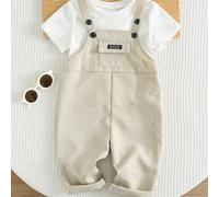 Tutina casual e carina da bambino maschio, stile preppy, versatile per l'estate, adatta per feste di compleanno, serate, performance, matrimoni, primo mese del bambino, battesimo e celebrazione del 1°