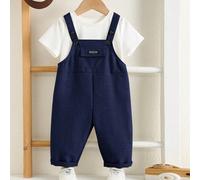 Tutina casual e carina da bambino maschio, stile preppy, versatile per l'estate, adatta per feste di compleanno, serate, performance, matrimoni, primo mese del bambino, battesimo e celebrazione del pr