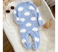 Tutina comoda, morbida e casual in stile coreano adatta per neonati con stampa di cielo blu e nuvole bianche, ideale per interno ed esterno, in autunno/inverno 6-9M,9-12M,12-18M,18-24M,2-3Y,0-1M,1-3M,