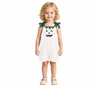 Tutina da bambina a tema Halloween con stampa di zucca e tracolla a zainet | Tutina da bambina a tema Halloween con stampa di zucca e tracolla a zainetto, abbigliamento casual per bambini