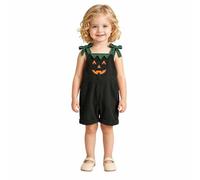 Tutina da bambina a tema Halloween con stampa di zucca e tracolla a zainet | Tutina da bambina a tema Halloween con stampa di zucca e tracolla a zainetto, abbigliamento casual per bambini