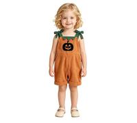 Tutina da bambina a tema Halloween con stampa di zucca e tracolla a zainet | Tutina da bambina a tema Halloween con stampa di zucca e tracolla a zainetto, abbigliamento casual per bambini