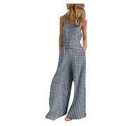 Tutina da donna senza maniche, con bottoni, casual, regolabile, taglie forti, collo quadrato, gamba larga, tuta con tasche, Marina Militare, M