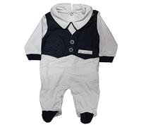 #Tutina Elegante Panciotto FANTASIA Neonato NG Baby Celeste Bianco-Bianco-3/6 mesi