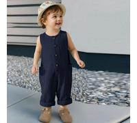 Tutina estiva casual e versatile in garza marrone per neonato maschio, adatta per la spiaggia e l'attività all'aperto 6-9M,9-12M,12-18M,18-24M,2-3Y,0-1M,1-3M,3-6MColore unicoTessuto