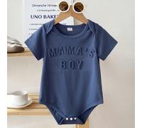 Tutina estiva casual in cotone lavorato a maglia per neonato e bambino piccolo 0-3 anni, con maniche corte e slogan divertente in 3D "MAMA'S BOY" 6-9M,9-12M,12-18M,18-24M,1-3M,3-6MGrafico,LetterePolie