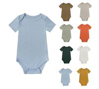 Tutina estiva per il primo compleanno del bambino, a maniche corte, pagliaccetto, tinta unita, in cotone, tinta unita, girocollo, per tornare a casa (verde, 0-3 mesi)