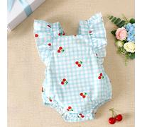 Tutina estiva senza maniche per neonati, con stampa floreale casual e semplice, adatta per il tempo libero a casa o per lo shopping all'aperto 6-9M,0-1M,1-3M,3-6MquadriTessuto