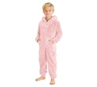 Tutina in pile per bambini e ragazzi, morbida e calda, morbida e calda, con cappuccio, con cerniera, tutina in flanella, abbigliamento da notte, tuta intera, con tasche, abbigliamento per la casa per