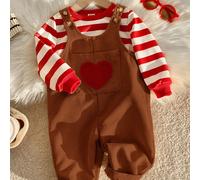 Tutina in velluto a coste per neonato/bambina, tuta comoda e versatile con ricamo a cuore, adatta per uso interno, esterno, quotidiano, sport, gioco, festa, servizio fotografico, festival, Ognissanti,