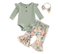 Tutina Neonata Completo Elegante Neonata Pagliaccetto Bambina Cerimonia Vestito Battesimo Bimba Completino Bimba 9 12 Mesi Vestiti Neonato Femmina Vestiti Bimba 6 9 Mesi (Verde, 12-18 Months)