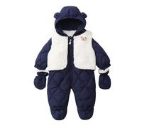 Tutina Neonato 0-3 Mesi Femmina Maschio Unisex, Addensare Caldo Tutine Neonato da Orso dei Cartoni Animati, Comodo e Caldo Pagliaccetto Neonato Invernale 0-2 Anni (Marina Militare, 6-9 mesi)