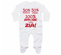 Tutina neonato 50% mamma 50% papà 100% amore di zia grafica neutra