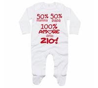 Tutina neonato 50% mamma 50% papà 100% amore di zio grafica neutra