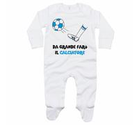 Tutina neonato da grande farò il calciatore bianco azzurro