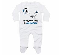 Tutina neonato da grande farò il calciatore nero azzurro
