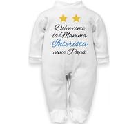 Tutina neonato divertente con frase Dolce come la mamma interista come papà - Tutine neonati per papà Interista in caldo cotone, 6-9 mesi