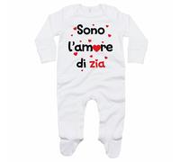 Tutina neonato sono l'amore di zia con cuoricini grafica neutra