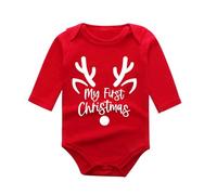 Tutina per bambini e bambine, a maniche lunghe, con scritta in lingua tedesca "My First Christmas Outfit Baby Little Elf Reh"