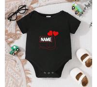 Tutina personalizzata a maniche corte con nome personalizzato per bambini e bambine, tuta casual a girocollo per neonati, lavabile in lavatrice 6-9M,9-12M,12-18M,1-3M,3-6MGeometrico,Grafico,LetterePol