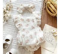 Tutina senza maniche per neonati e bambini piccoli, con stampa floreale casual, adatta per il tempo libero a casa o per lo shopping all'aperto in estate 6-9M,0-1M,1-3M,3-6MPianteTessuto