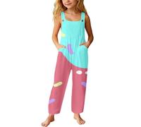 Tutina Stile Gemello per Bambini Comoda Tuta Intera Lunga con Stampa Divertente e Tasche per il Gioco Casual (8-Mint Green, 11-12Years)